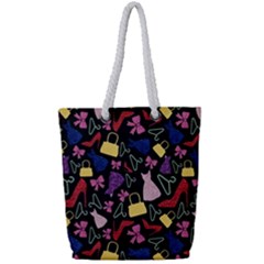 Fashion Pattern Accessories Design Full Print Rope Handle Tote (small) by Ravend