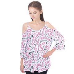 Candy Pink Black-cute Sweat Flutter Tees