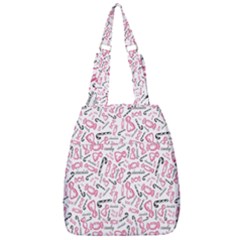 Candy Pink Black-cute Sweat Center Zip Backpack