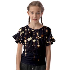 Stars Christmas Background Pattern Kids  Cut Out Flutter Sleeves by danenraven