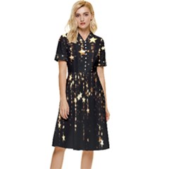 Stars Christmas Background Pattern Button Top Knee Length Dress by danenraven