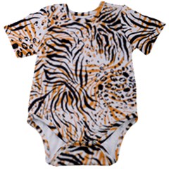 Tiger Pattern Background Baby Short Sleeve Onesie Bodysuit by danenraven