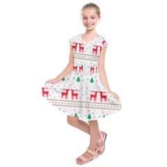 Christmas Illustration Texture Pattern Kids  Short Sleeve Dress by danenraven