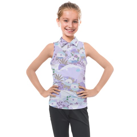 Purple Japanese Pattern Texture Violet Textile Kids  Sleeveless Polo Tee by danenraven