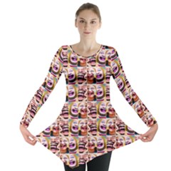 Funny Monsters Teens Collage Long Sleeve Tunic  by dflcprintsclothing