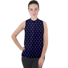 Seamles,template Mock Neck Chiffon Sleeveless Top by nateshop