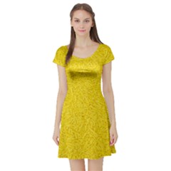 Bright Yellow Crunchy Sprinkles Short Sleeve Skater Dress