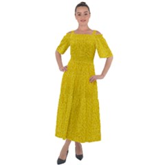 Bright Yellow Crunchy Sprinkles Shoulder Straps Boho Maxi Dress 