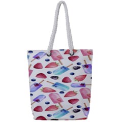 Ice Cream - Stowbery Full Print Rope Handle Tote (small) by nateshop