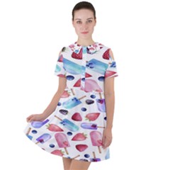 Ice Cream - Stowbery Short Sleeve Shoulder Cut Out Dress  by nateshop
