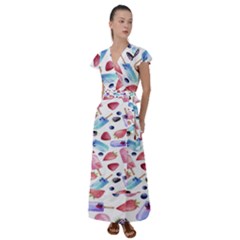 Ice Cream - Stowbery Flutter Sleeve Maxi Dress