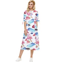 Ice Cream - Stowbery Bow Sleeve Chiffon Midi Dress