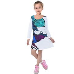 Im Fourth Dimension Colour 78 Kids  Long Sleeve Velvet Dress