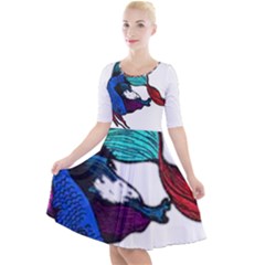 Im Fourth Dimension Colour 78 Quarter Sleeve A-line Dress