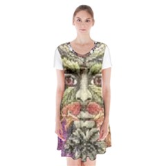 IM Fourth Dimension Colour 85 Short Sleeve V-neck Flare Dress