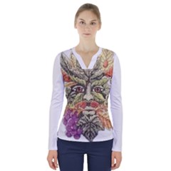 IM Fourth Dimension Colour 85 V-Neck Long Sleeve Top