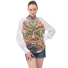 Im Fourth Dimension Colour 85 High Neck Long Sleeve Chiffon Top