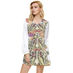 IM Fourth Dimension Colour 85 Tiered Long Sleeve Mini Dress