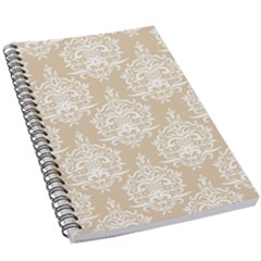 Clean Brown And White Ornament Damask Vintage 5 5  X 8 5  Notebook by ConteMonfrey