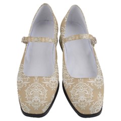 Clean Brown And White Ornament Damask Vintage Women s Mary Jane Shoes by ConteMonfrey