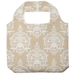 Clean Brown And White Ornament Damask Vintage Foldable Grocery Recycle Bag by ConteMonfrey