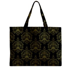 Black And Green Ornament Damask Vintage Zipper Mini Tote Bag by ConteMonfrey