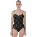 Black And Green Ornament Damask Vintage Sweetheart Tankini Set View1