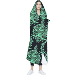 Black And Neon Ornament Damask Vintage Wearable Blanket by ConteMonfrey