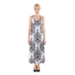 Black And White Ornament Damask Vintage Sleeveless Maxi Dress by ConteMonfrey