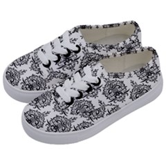 Black And White Ornament Damask Vintage Kids  Classic Low Top Sneakers by ConteMonfrey