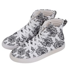 Black And White Ornament Damask Vintage Women s Hi-top Skate Sneakers by ConteMonfrey