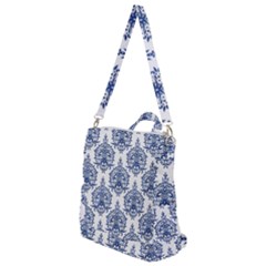 Blue And White Ornament Damask Vintage Crossbody Backpack