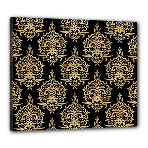 Black And Cream Ornament Damask Vintage Canvas 24  X 20  (stretched) by ConteMonfrey