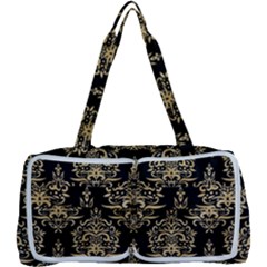 Black And Cream Ornament Damask Vintage Multi Function Bag