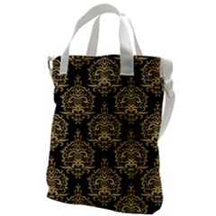 Black And Cream Ornament Damask Vintage Canvas Messenger Bag
