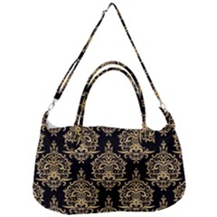 Black And Cream Ornament Damask Vintage Removal Strap Handbag by ConteMonfrey