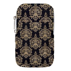 Black And Cream Ornament Damask Vintage Waist Pouch (Large)