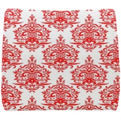 White And Red Ornament Damask Vintage Seat Cushion by ConteMonfrey