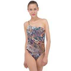 Abstract Ammonite I Classic One Shoulder Swimsuit by kaleidomarblingart