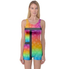 Background Colorful Abstract One Piece Boyleg Swimsuit by Wegoenart