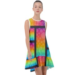 Background Colorful Abstract Frill Swing Dress by Wegoenart