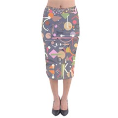 Illustration Shape Tribal Pattern Round Velvet Midi Pencil Skirt