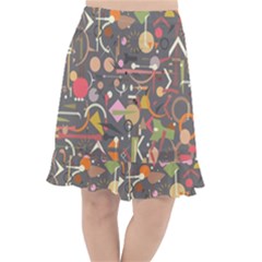 Illustration Shape Tribal Pattern Round Fishtail Chiffon Skirt by Wegoenart