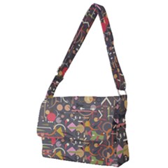 Illustration Shape Tribal Pattern Round Full Print Messenger Bag (l) by Wegoenart