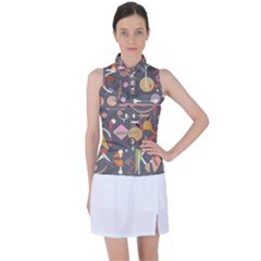 Illustration Shape Tribal Pattern Round Women s Sleeveless Polo Tee