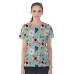 Flower White Pattern Floral Women s Cotton Tee