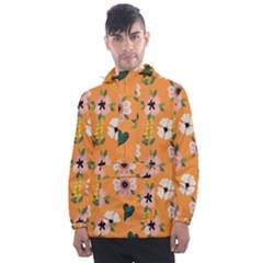 Flower White Pattern Floral Men s Front Pocket Pullover Windbreaker