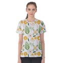 Flower White Pattern Floral Nature Women s Cotton Tee View1