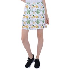 Flower White Pattern Floral Nature Tennis Skirt by Wegoenart