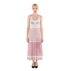 Background Pink Beige Decorative Sleeveless Maxi Dress